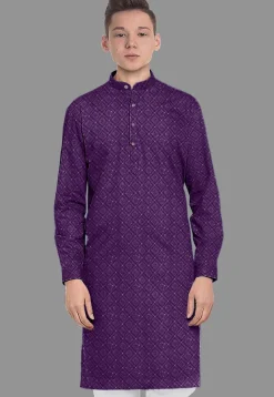 Embroidered Georgette Kurta in Purple