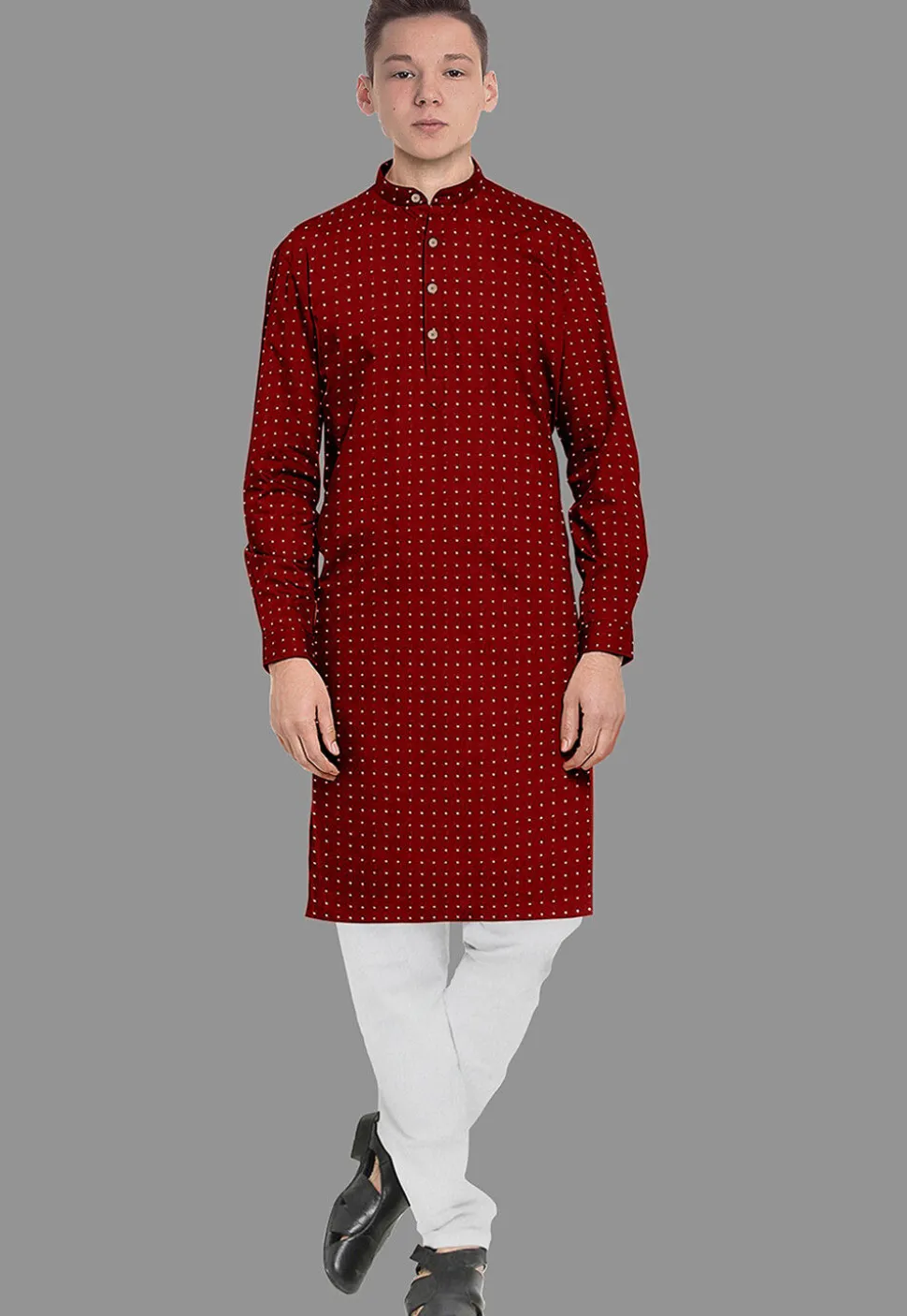Embroidered Georgette Kurta Set in Maroon