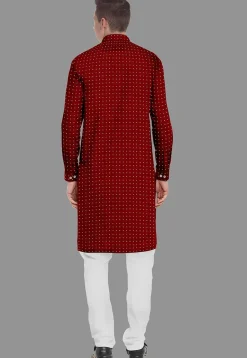 Embroidered Georgette Kurta Set in Maroon