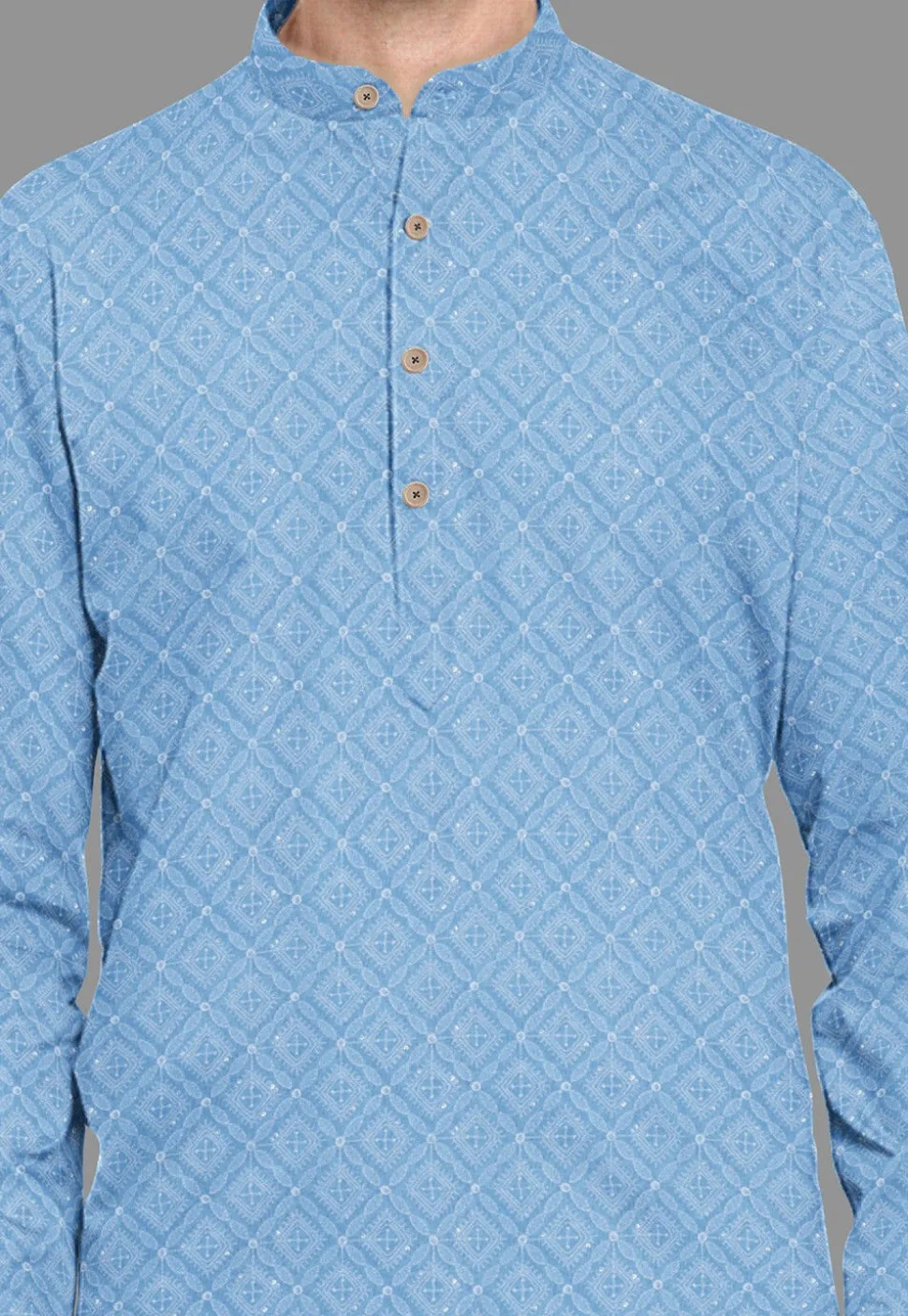 Embroidered Georgette Kurta in Sky Blue