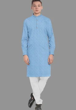 Embroidered Georgette Kurta in Sky Blue