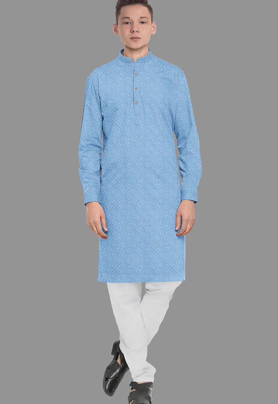 Embroidered Georgette Kurta in Sky Blue