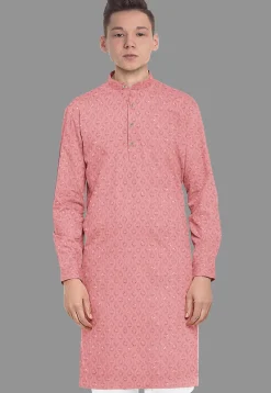 Embroidered Georgette Kurta in Peach