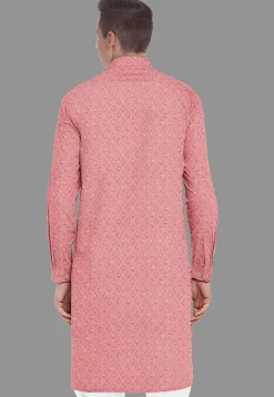 Embroidered Georgette Kurta in Peach