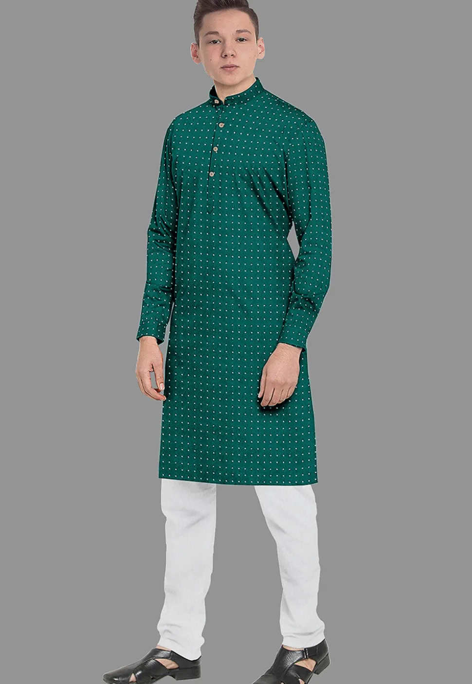 Embroidered Georgette Kurta Set in Dark Green