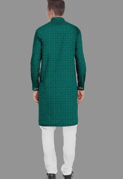 Embroidered Georgette Kurta Set in Dark Green
