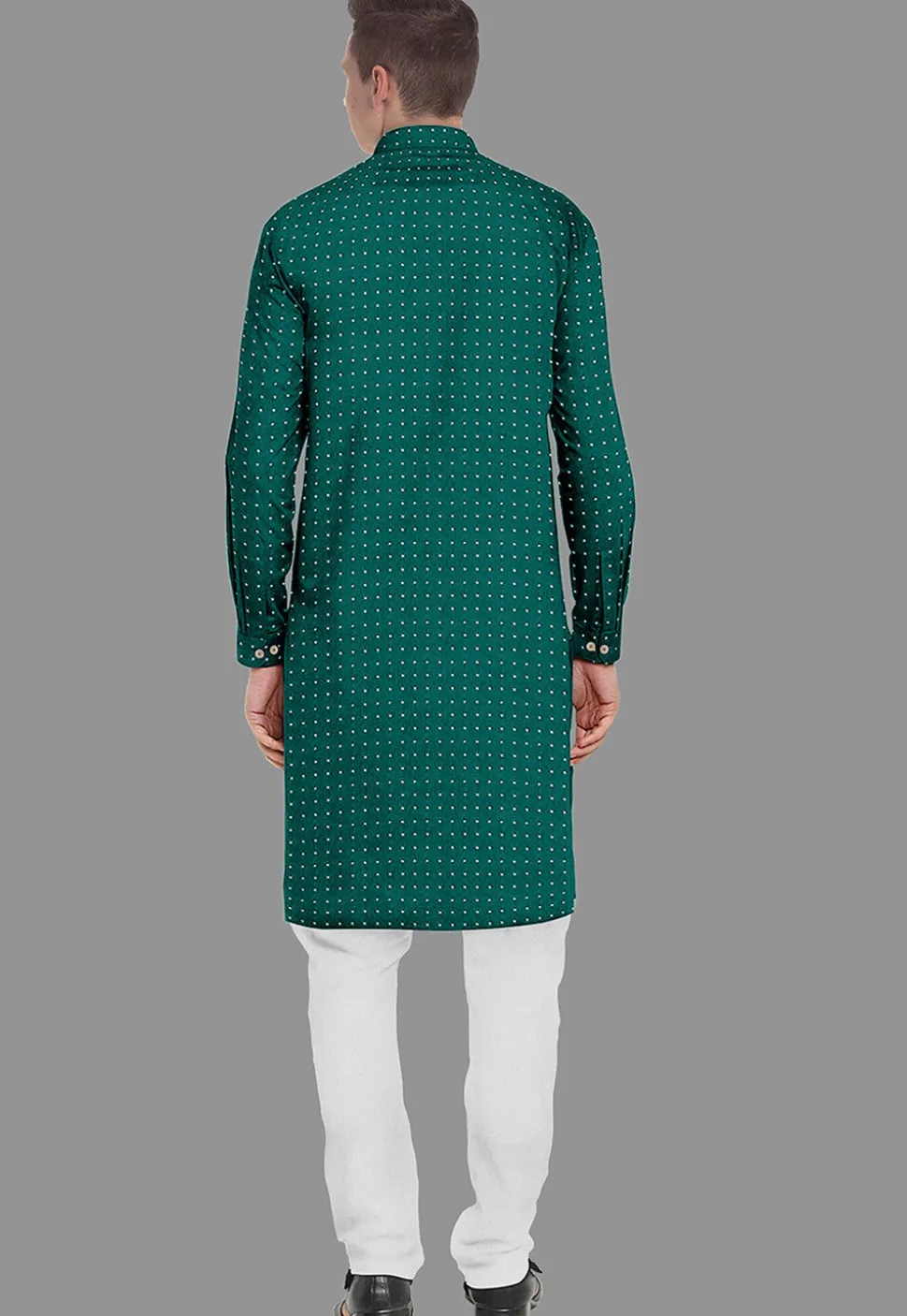 Embroidered Georgette Kurta Set in Dark Green