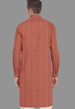 Embroidered Georgette Kurta in Rust