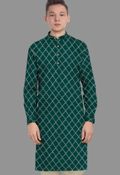 Embroidered Georgette Kurta in Dark Green