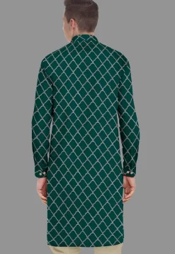 Embroidered Georgette Kurta in Dark Green