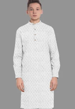 Embroidered Georgette Kurta in White