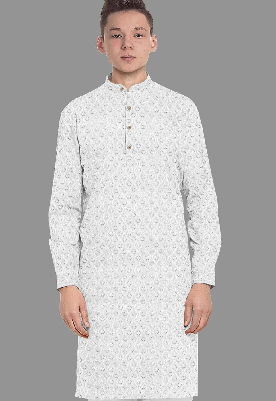 Embroidered Georgette Kurta in White