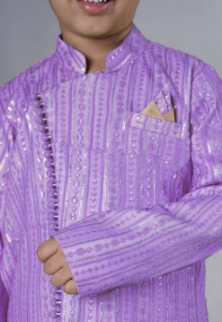 Embroidered Georgette Kurta Set in Light Purple