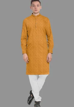 Embroidered Georgette Kurta in Mustard