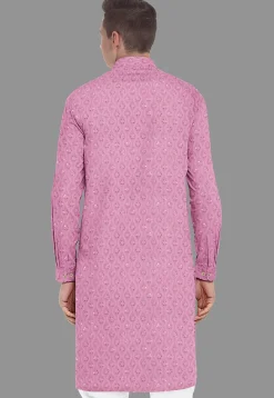 Embroidered Georgette Kurta in Light Pink