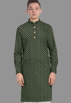 Embroidered Georgette Kurta in Dark Green