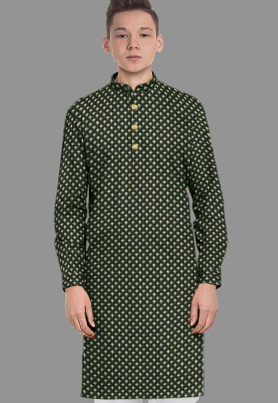 Embroidered Georgette Kurta in Dark Green