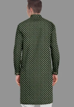 Embroidered Georgette Kurta in Dark Green
