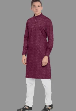 Embroidered Georgette Kurta Set in Wine