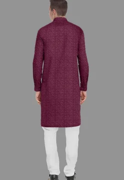 Embroidered Georgette Kurta Set in Wine