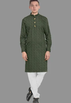 Embroidered Georgette Kurta Set in Dark Green