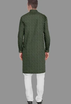 Embroidered Georgette Kurta Set in Dark Green