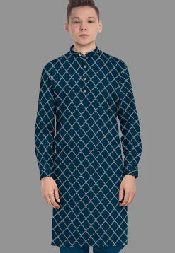 Embroidered Georgette Kurta in Indigo Blue