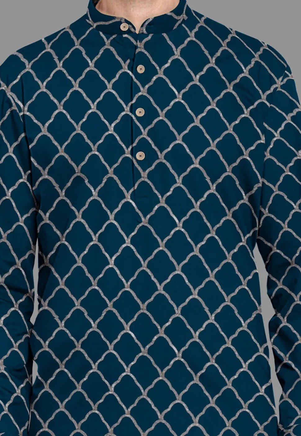 Embroidered Georgette Kurta in Indigo Blue