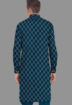 Embroidered Georgette Kurta in Indigo Blue