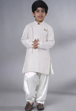 Embroidered Georgette Kurta Set in White