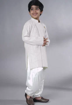 Embroidered Georgette Kurta Set in White