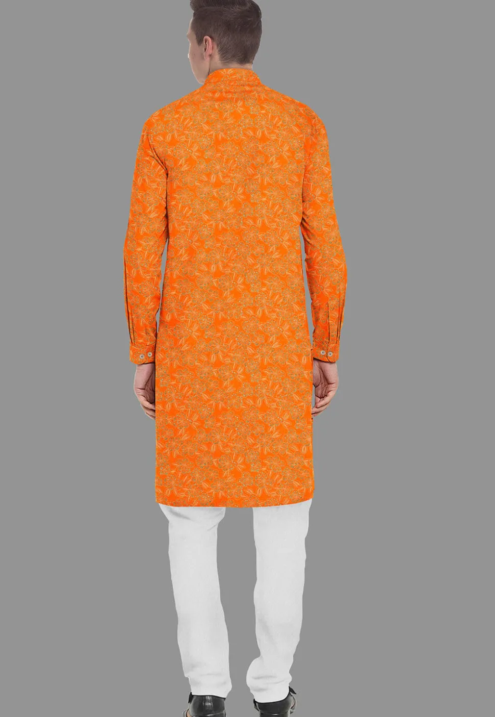 Embroidered Georgette Kurta Set in Orange