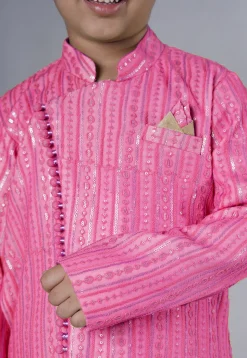 Embroidered Georgette Kurta Set in Pink
