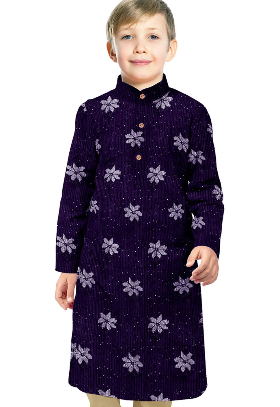 Embroidered Georgette Kurta in Dark Purple