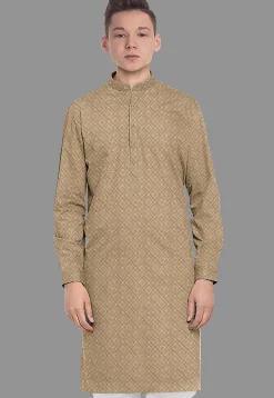 Embroidered Georgette Kurta in Dark Beige
