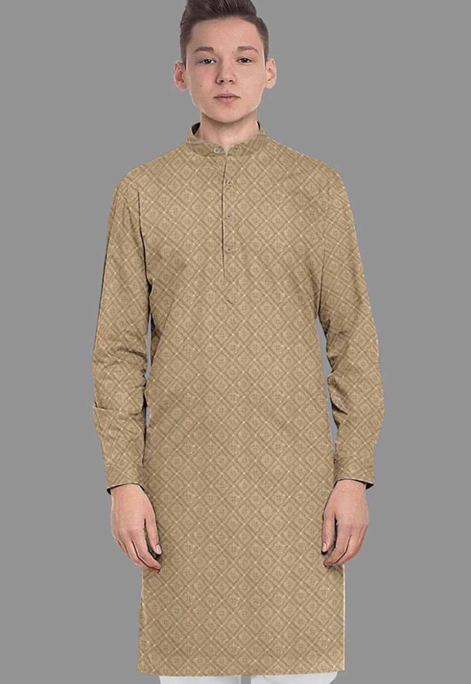 Embroidered Georgette Kurta in Dark Beige