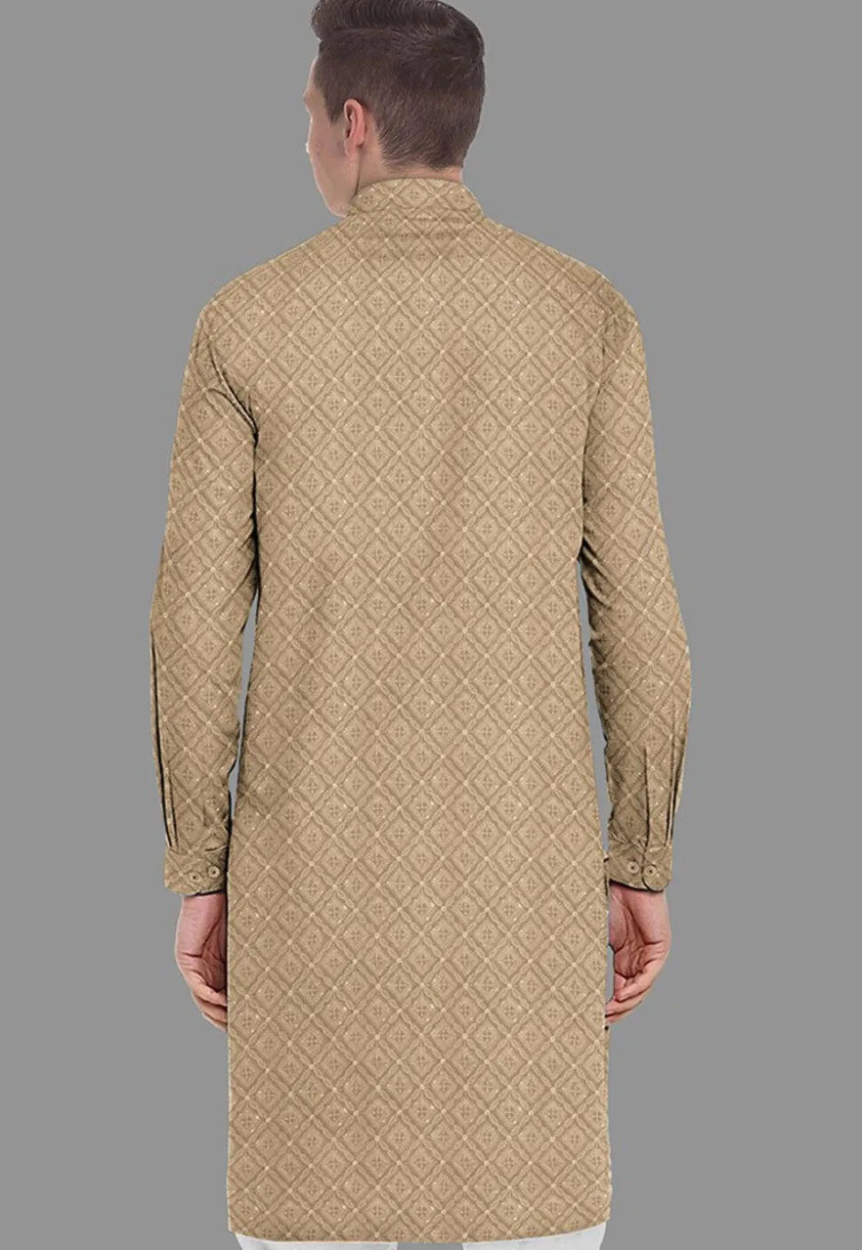 Embroidered Georgette Kurta in Dark Beige