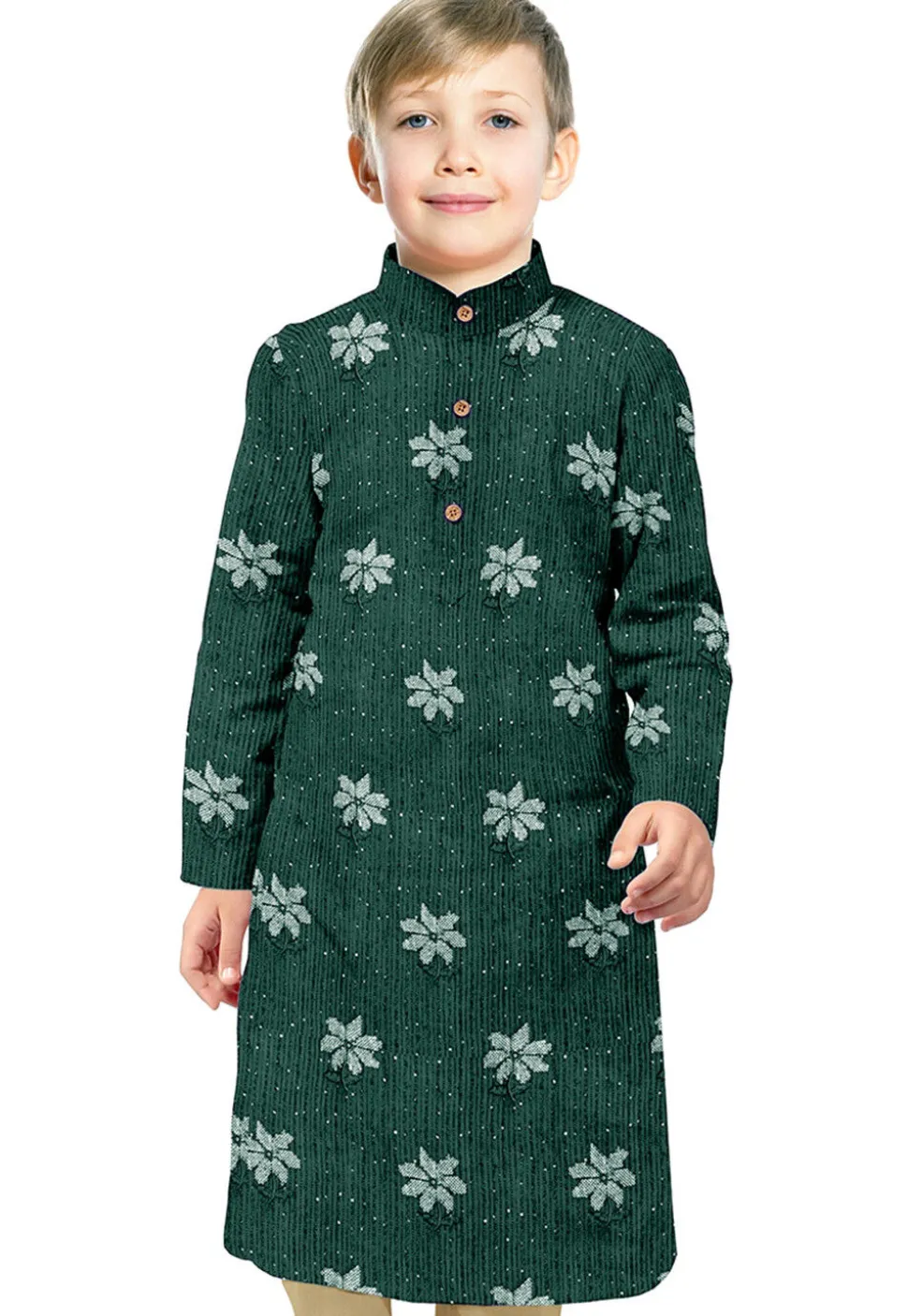 Embroidered Georgette Kurta in Dark Green