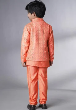 Embroidered Georgette Kurta Set in Peach