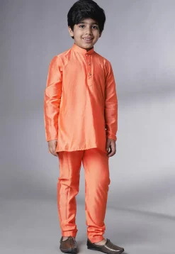 Embroidered Georgette Kurta Set in Peach