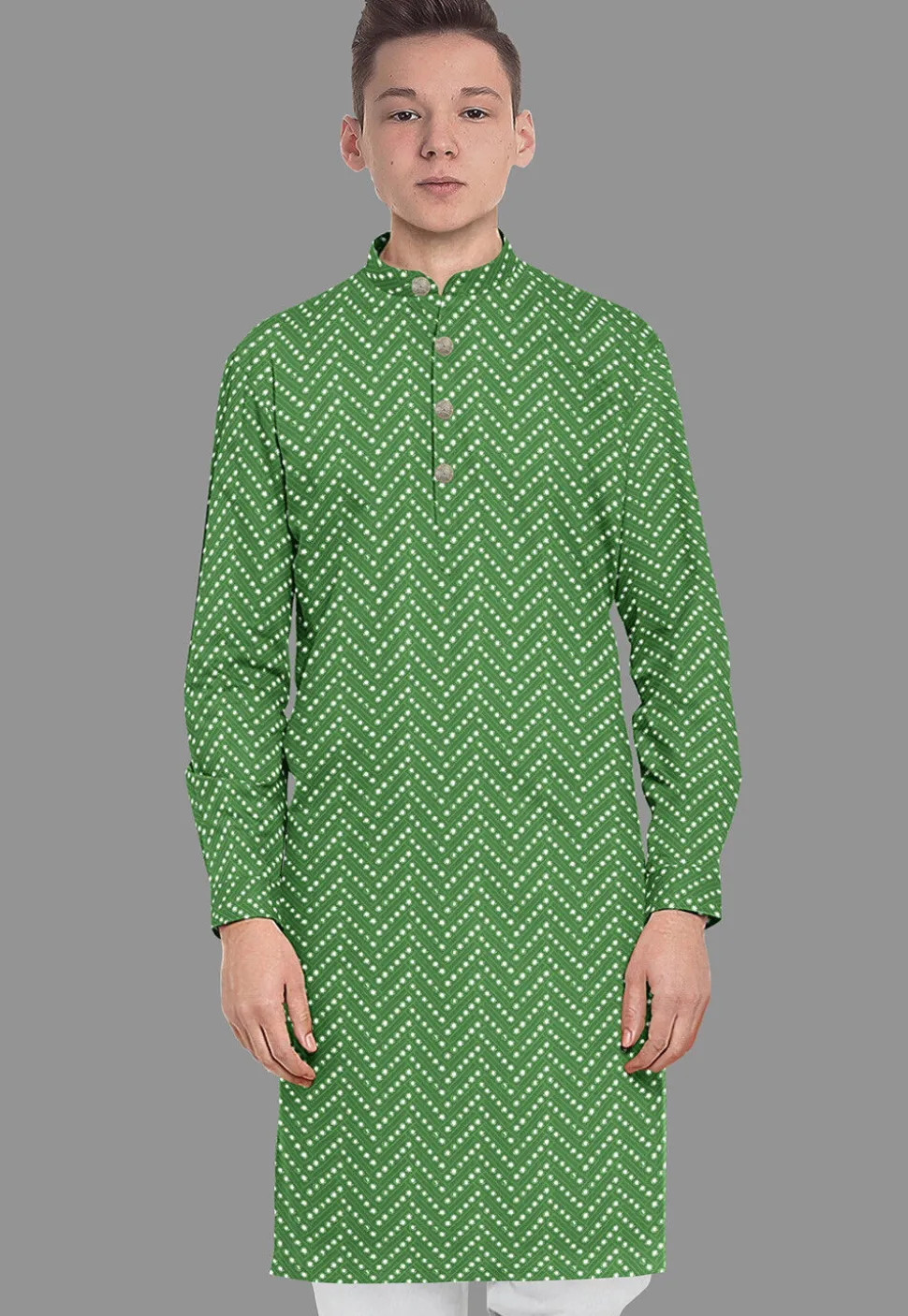 Embroidered Georgette Kurta in Light Green