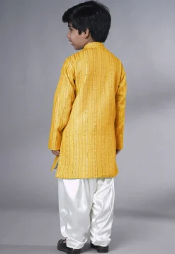 Embroidered Georgette Kurta Set in Yellow