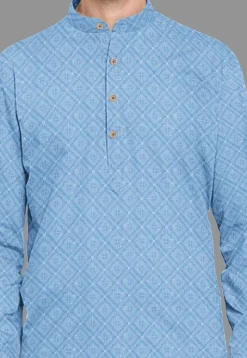 Embroidered Georgette Kurta Set in Sky Blue