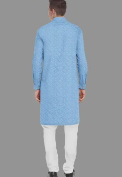 Embroidered Georgette Kurta Set in Sky Blue
