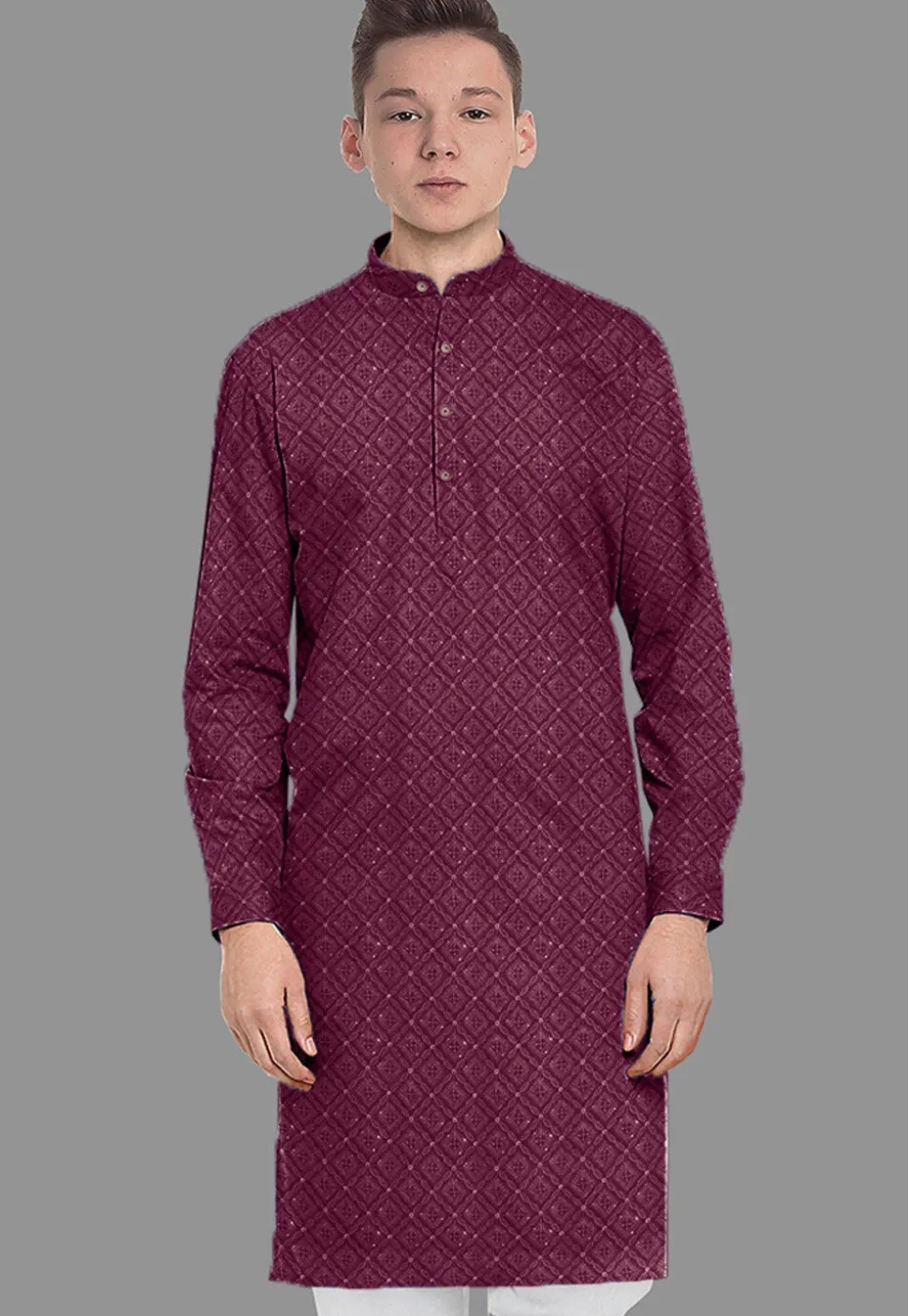 Embroidered Georgette Kurta in Wine