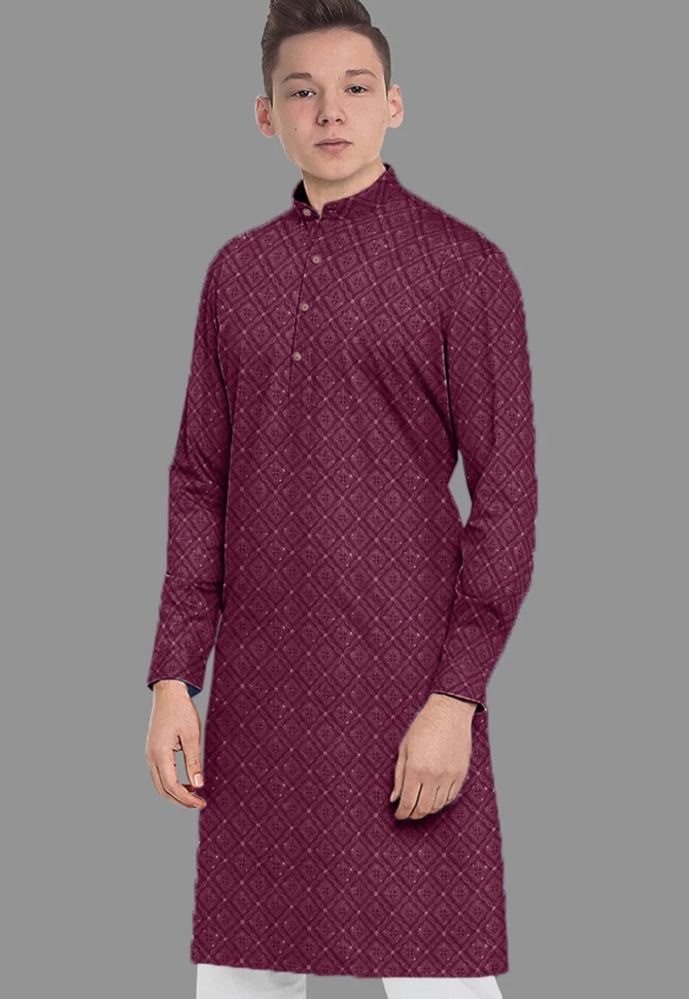 Embroidered Georgette Kurta in Wine