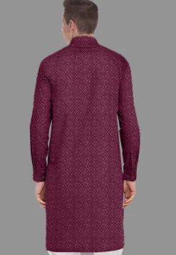 Embroidered Georgette Kurta in Wine