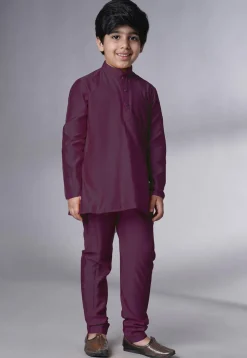 Embroidered Georgette Kurta Set in Wine