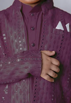 Embroidered Georgette Kurta Set in Wine