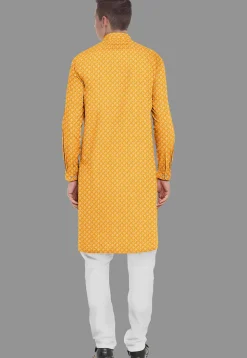 Embroidered Georgette Kurta Set in Mustard